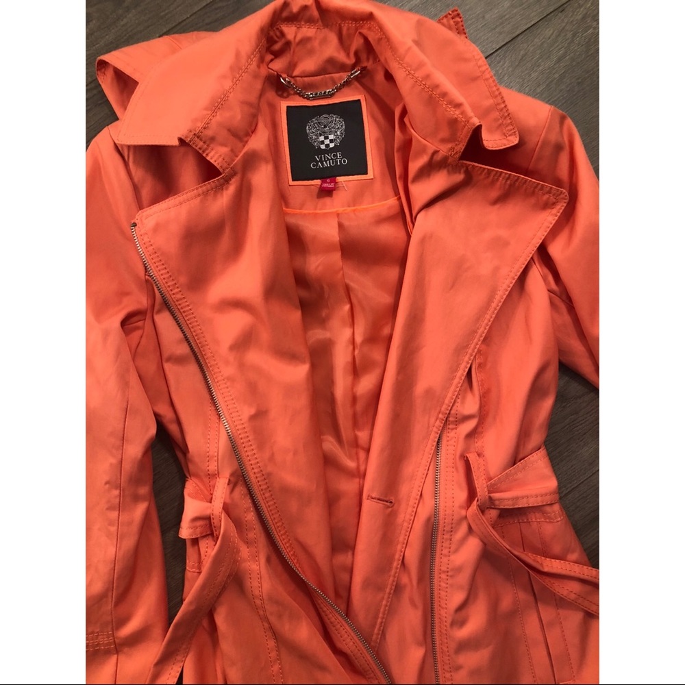 Vince Camuto Asymmetrical Trench-Coat Coral Small